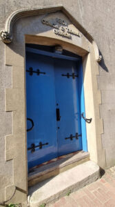 blue front door of the old chapel centre alfriston